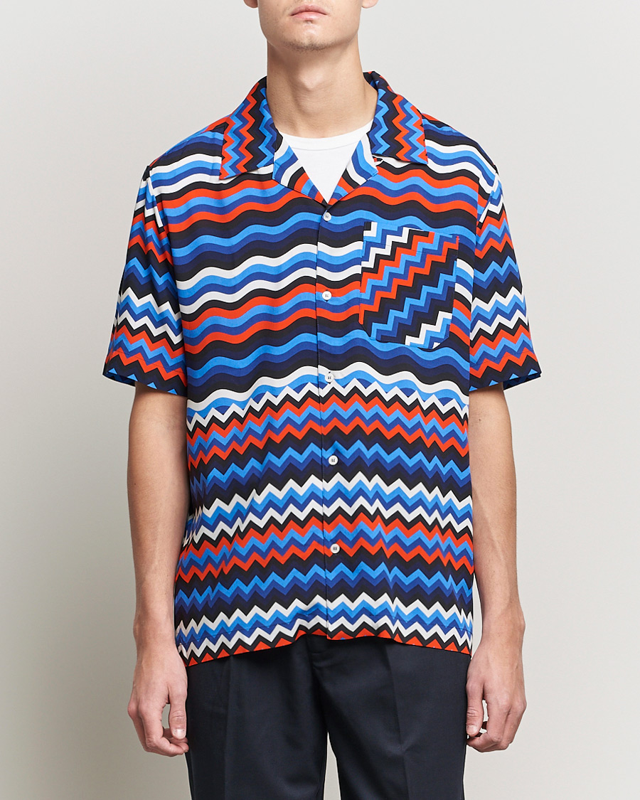 Herr | Skjortor | Missoni | Zig Zag Bowling Shirt Navy/Red