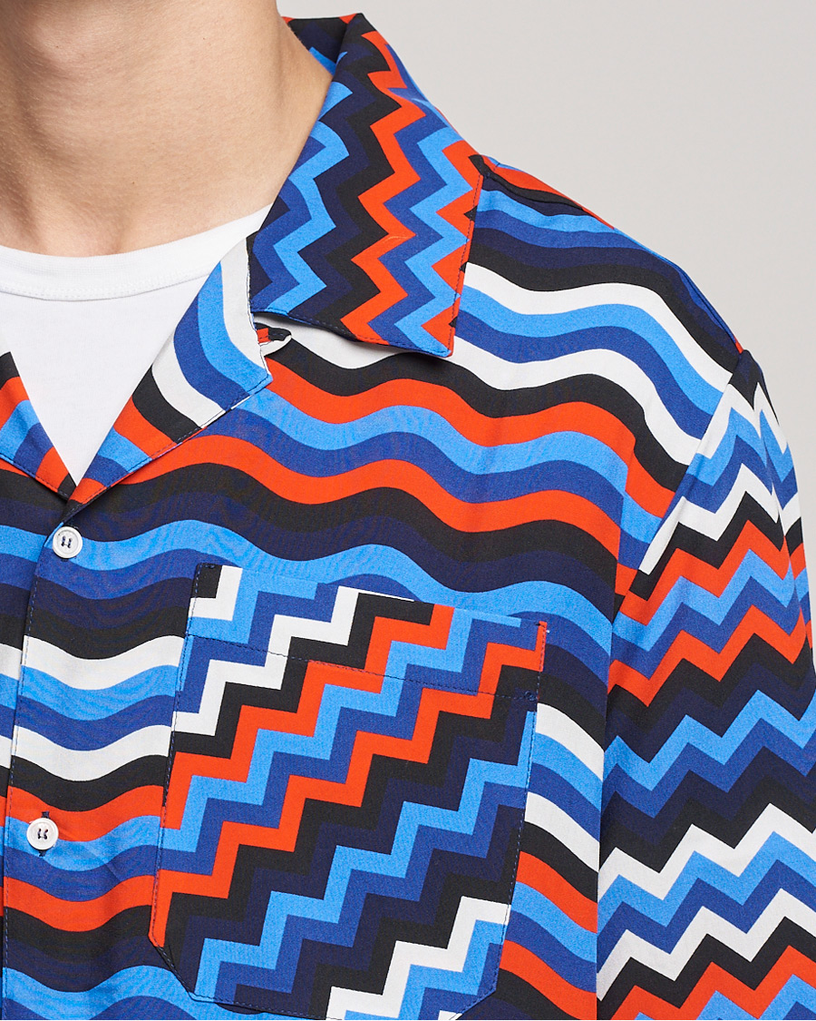 Herr | Skjortor | Missoni | Zig Zag Bowling Shirt Navy/Red