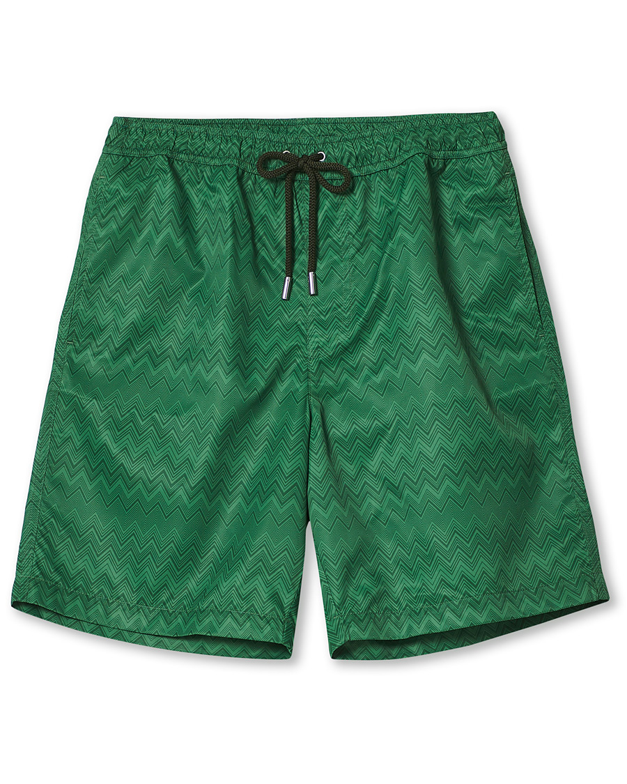 Herr | Badbyxor | Missoni | Tonal Zig Zag Swim Shorts Dark Green