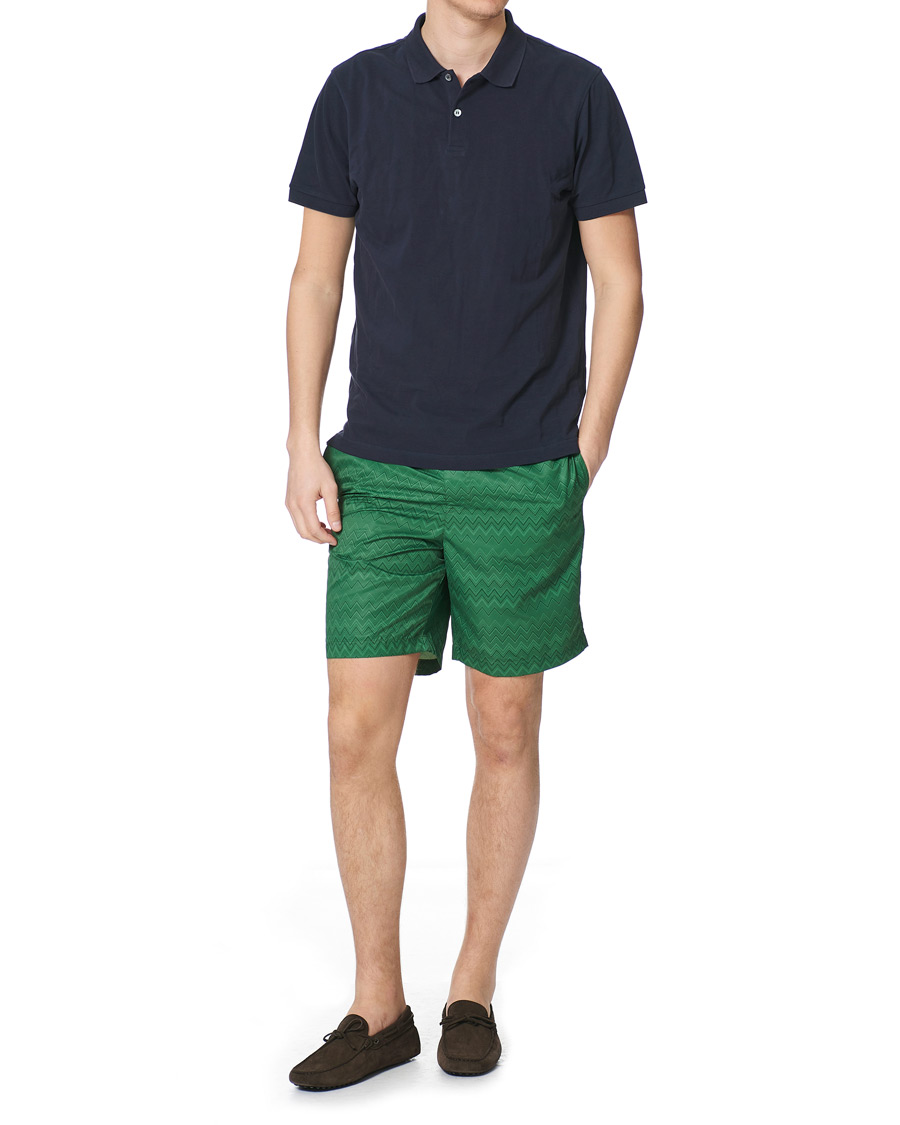Herr | Badbyxor | Missoni | Tonal Zig Zag Swim Shorts Dark Green