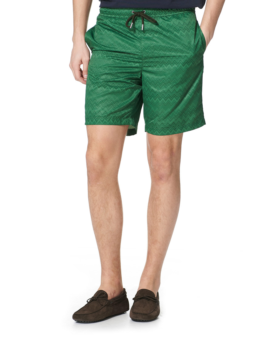 Herr | Badbyxor | Missoni | Tonal Zig Zag Swim Shorts Dark Green