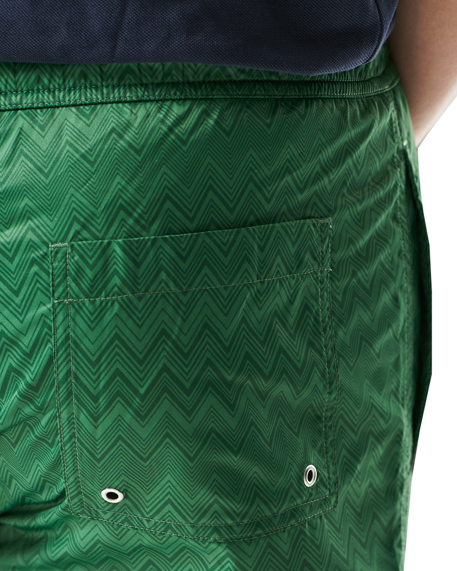 Herr | Badbyxor | Missoni | Tonal Zig Zag Swim Shorts Dark Green