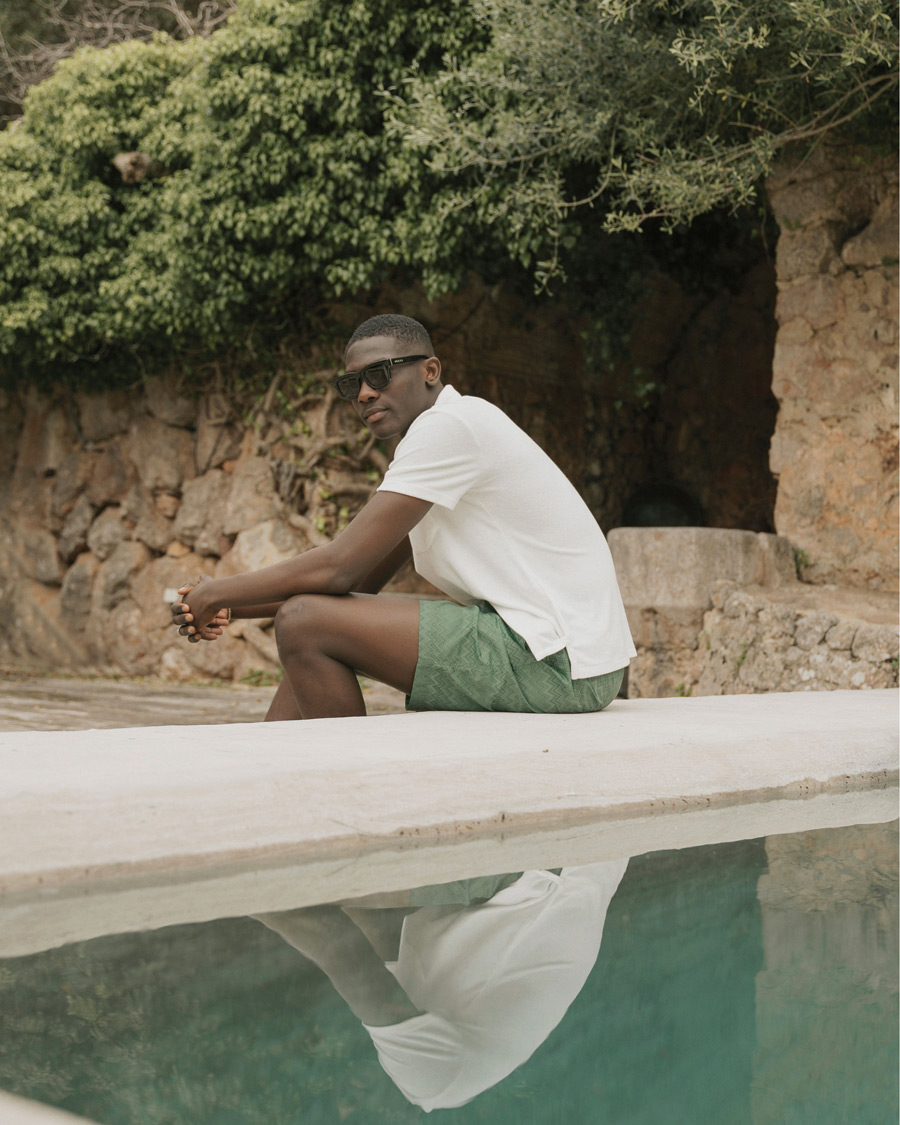 Herr | Badbyxor | Missoni | Tonal Zig Zag Swim Shorts Dark Green