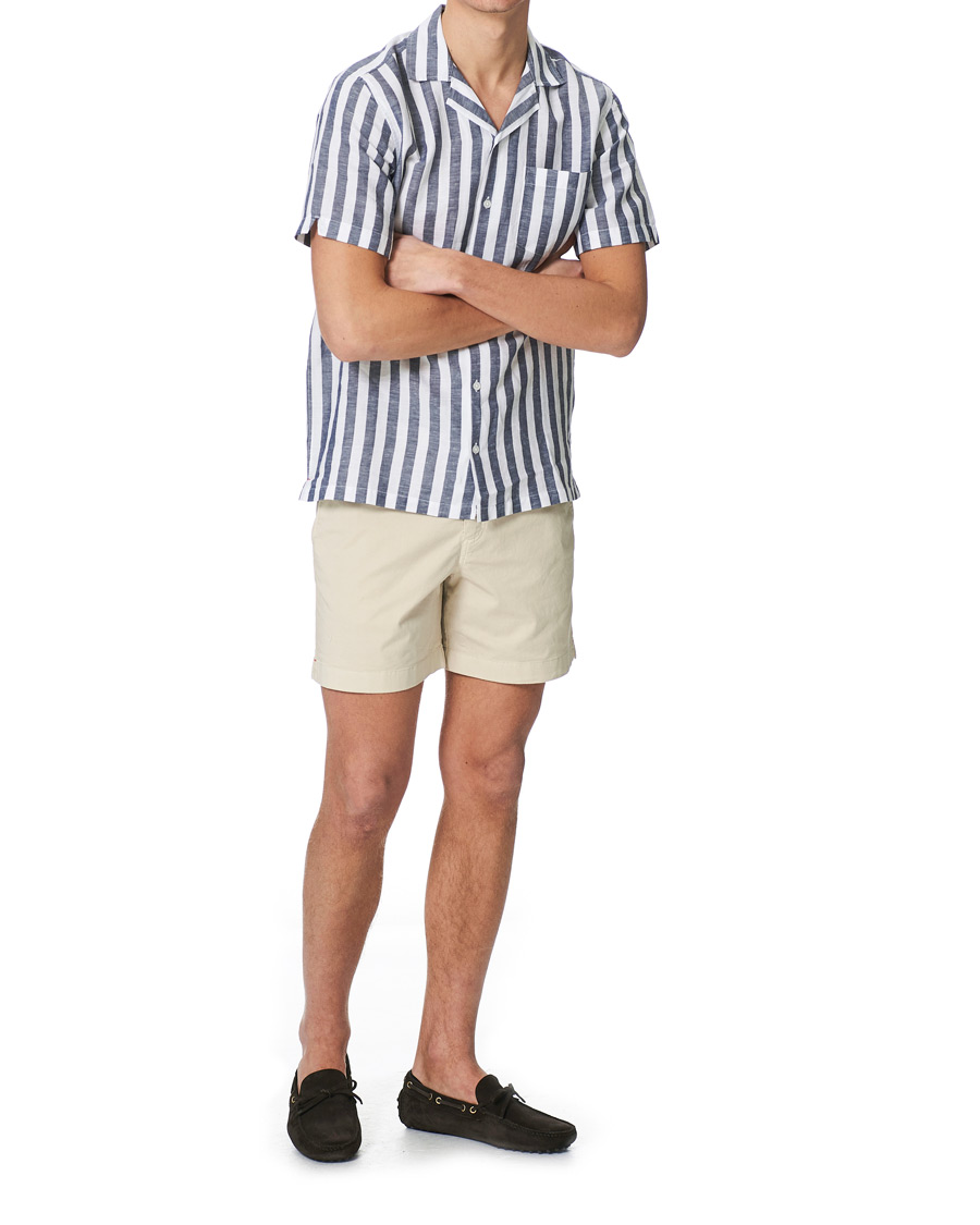Herr | Skjortor | Orlebar Brown | Hibbert Linen/Cotton Short Sleeve Shirt Ink/Cloud