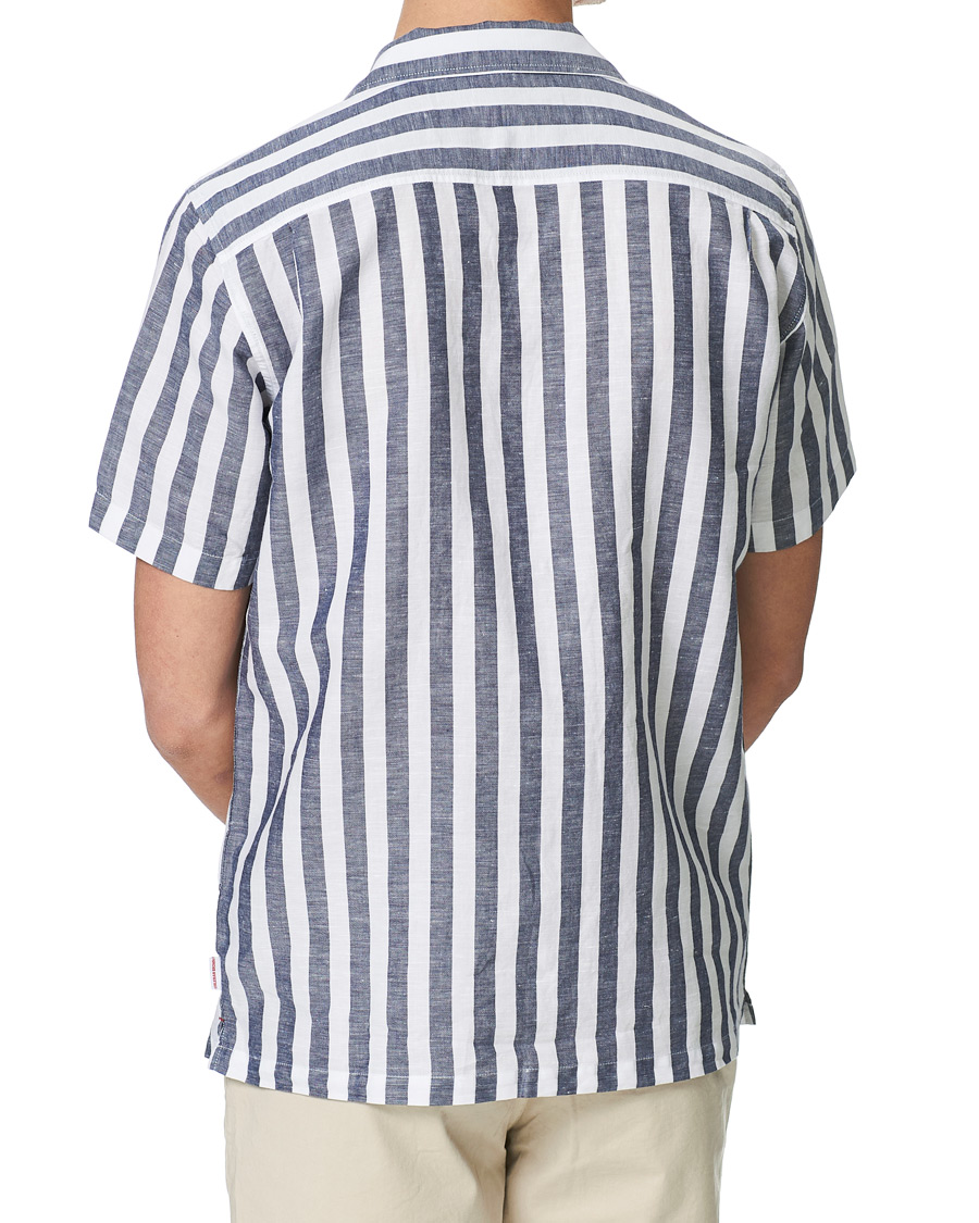 Herr | Skjortor | Orlebar Brown | Hibbert Linen/Cotton Short Sleeve Shirt Ink/Cloud