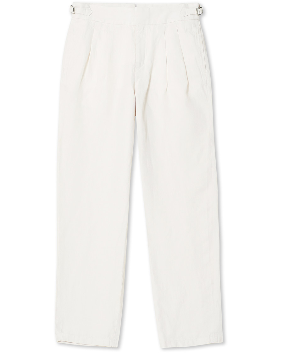 Herr | Byxor | Orlebar Brown | Lyford Relaxed Pleated Linen Trousers White Sand