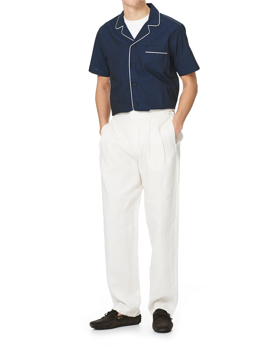 Herr | Byxor | Orlebar Brown | Lyford Relaxed Pleated Linen Trousers White Sand