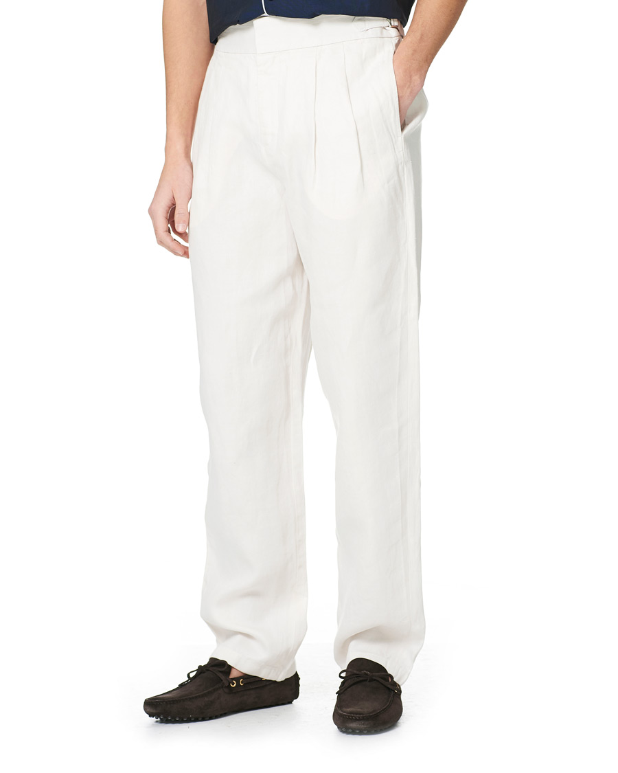 Herr | Byxor | Orlebar Brown | Lyford Relaxed Pleated Linen Trousers White Sand