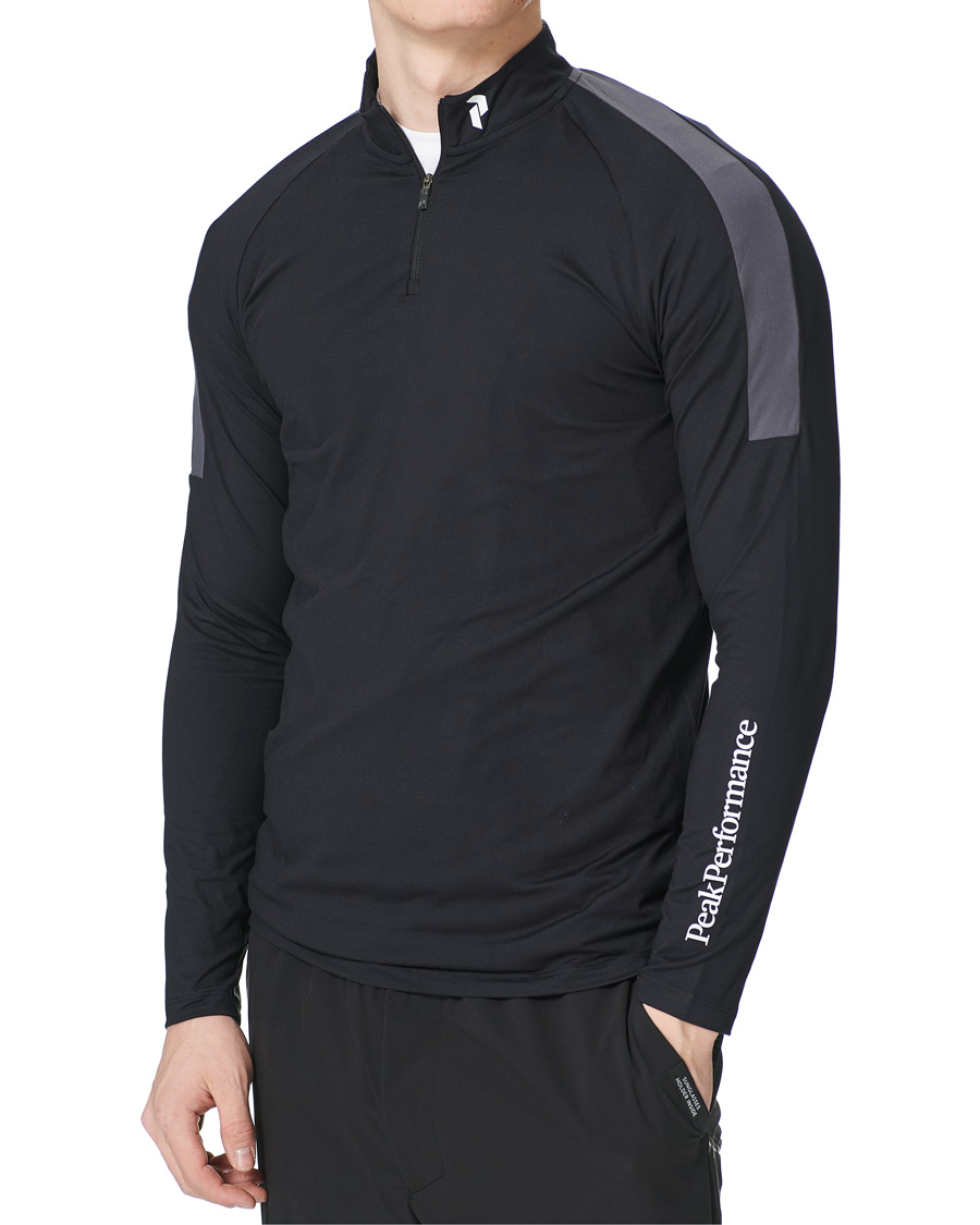 Herr | T-Shirts | Peak Performance | Chase Half Zip Long Sleeve Tee Black