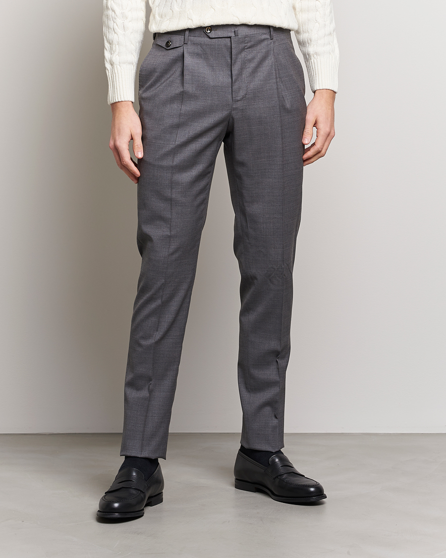Herr | Byxor | PT01 | Gentleman Fit Wool Trousers Medium Grey