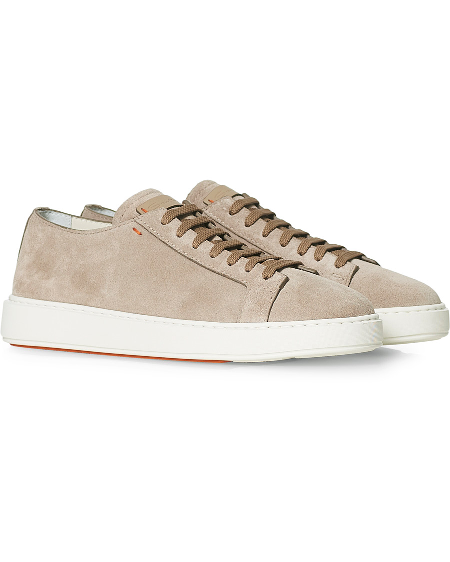 Herr | Santoni Derby Plain Sneaker Beige Suede | Santoni | Derby Plain Sneaker Beige Suede