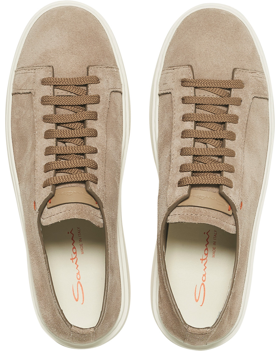 Herr | Santoni Derby Plain Sneaker Beige Suede | Santoni | Derby Plain Sneaker Beige Suede