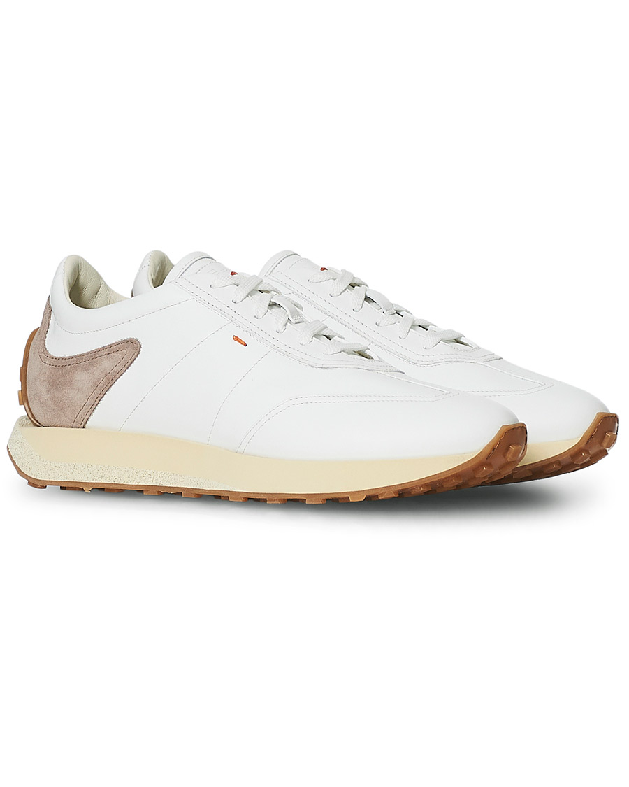 Herr | Santoni Running Sneaker White Calf | Santoni | Running Sneaker White Calf