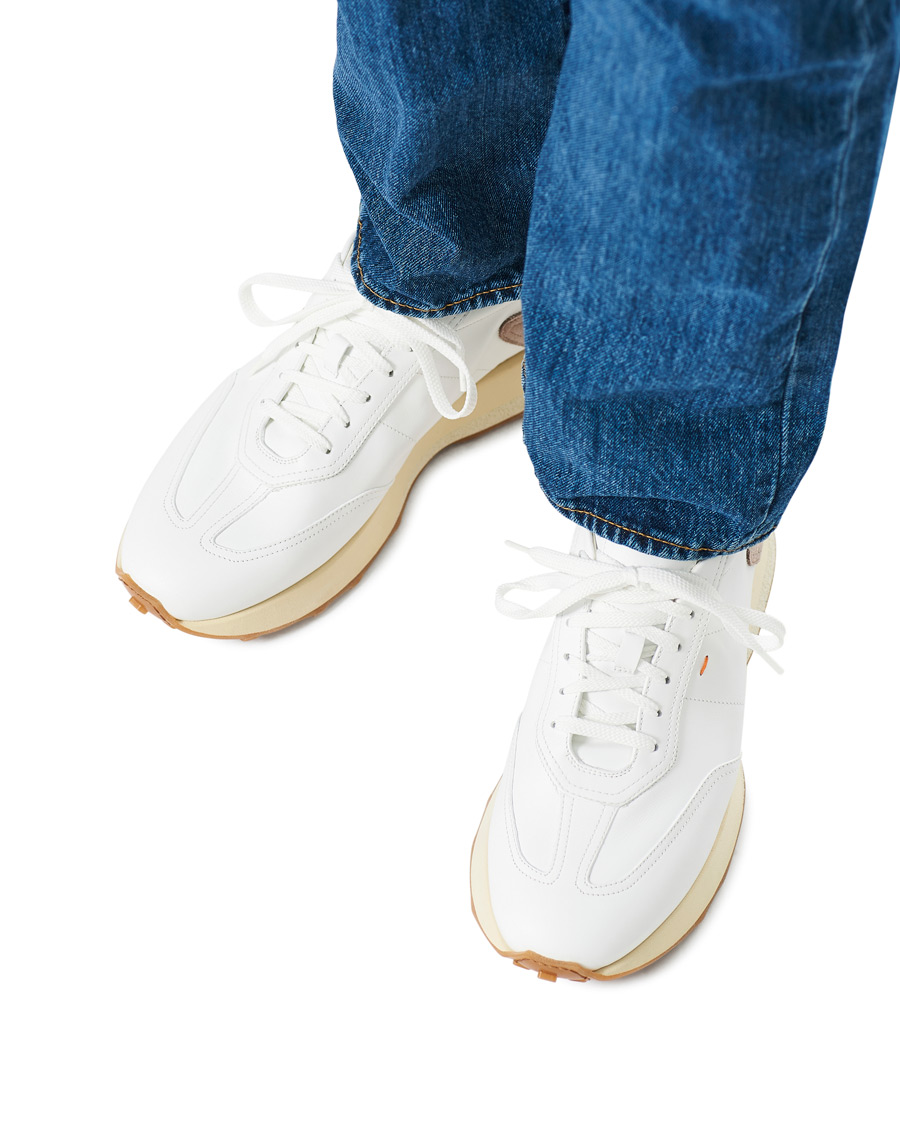 Herr | Santoni Running Sneaker White Calf | Santoni | Running Sneaker White Calf