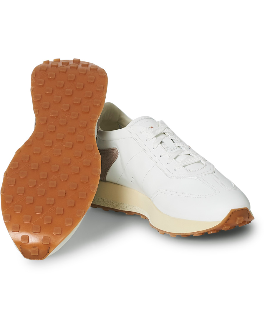 Herr | Santoni Running Sneaker White Calf | Santoni | Running Sneaker White Calf