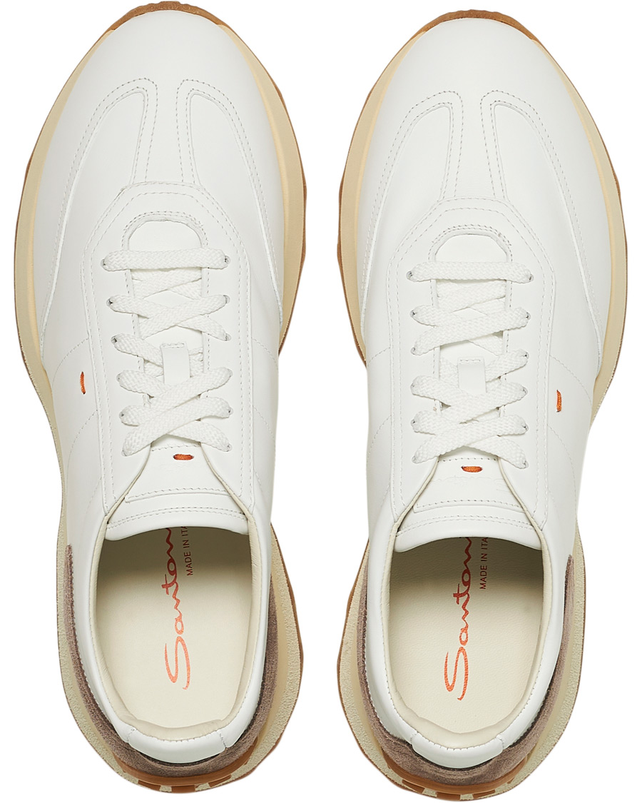 Herr | Santoni Running Sneaker White Calf | Santoni | Running Sneaker White Calf