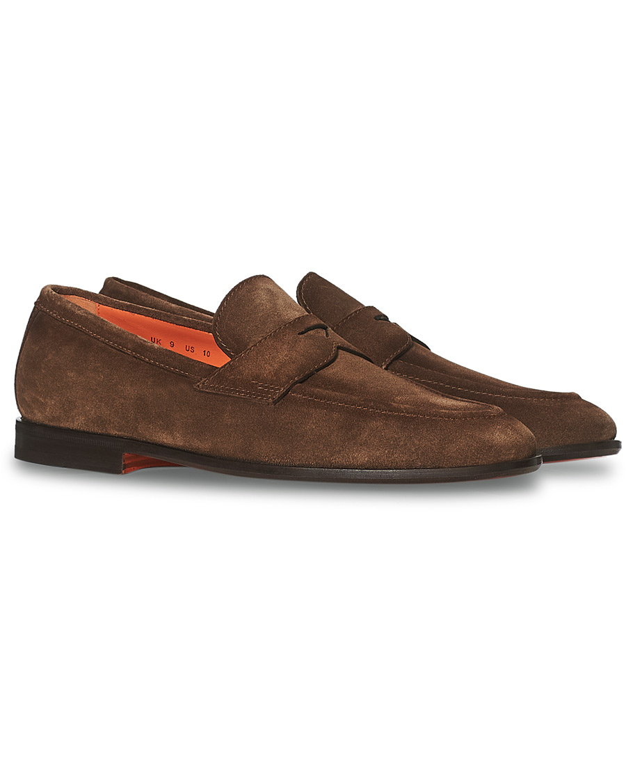 Herr | Santoni Penny Loafer Brown Suede | Santoni | Penny Loafer Brown Suede