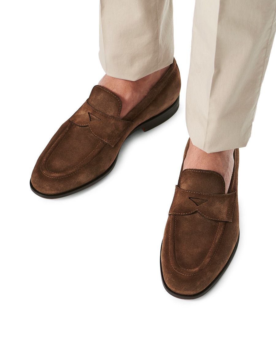 Herr | Santoni Penny Loafer Brown Suede | Santoni | Penny Loafer Brown Suede