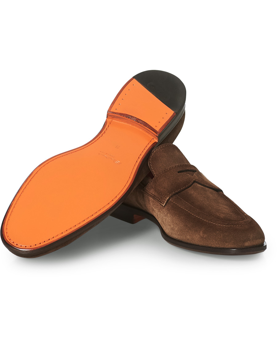 Herr | Santoni Penny Loafer Brown Suede | Santoni | Penny Loafer Brown Suede