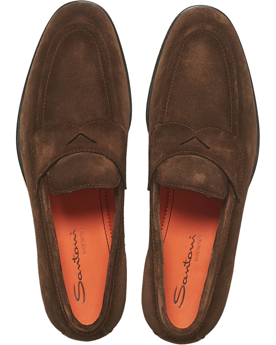 Herr | Santoni Penny Loafer Brown Suede | Santoni | Penny Loafer Brown Suede