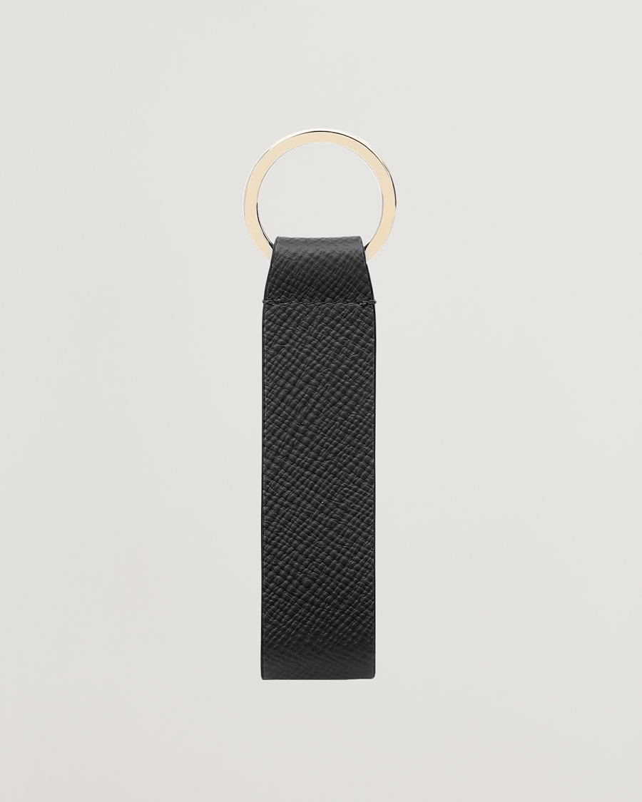 Herr | Avdelningar | Smythson | Panama Leather Keyring Black