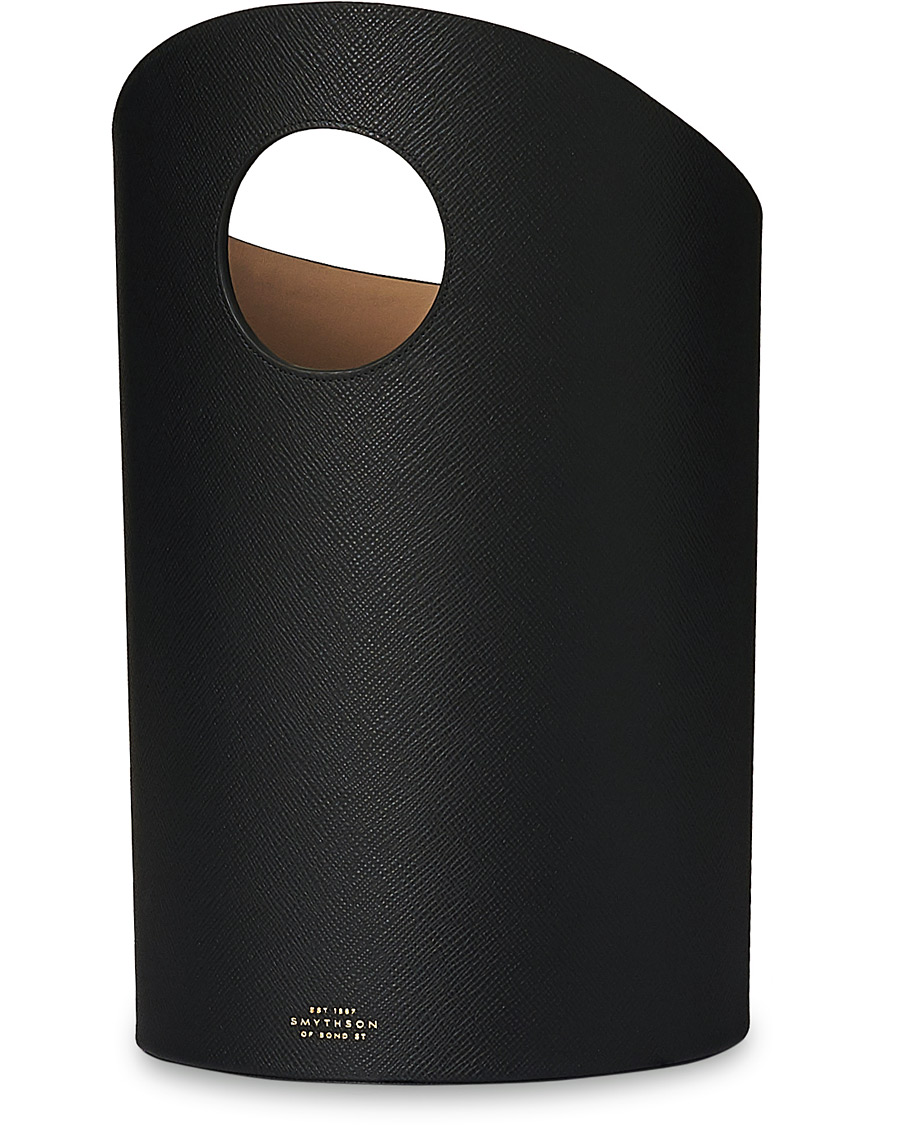 Herr | Smythson Panama Waste Paper Bin Black | Smythson | Panama Waste Paper Bin Black