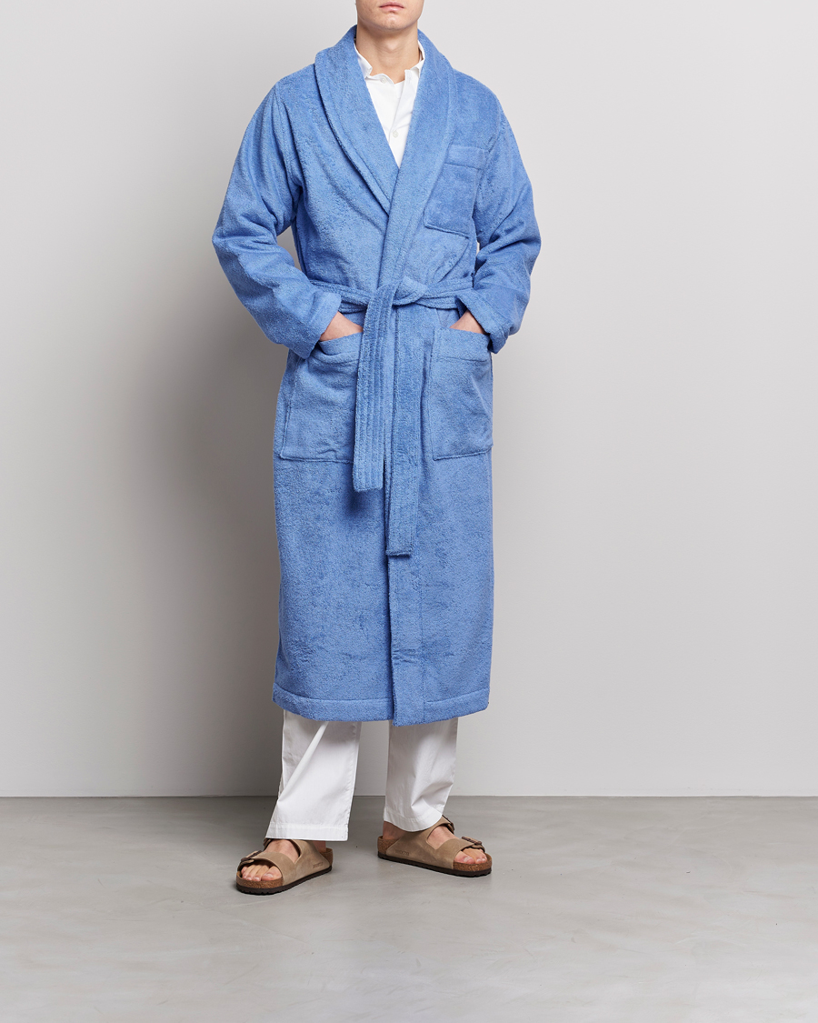 Herr | Pyjamas & Morgonrockar | Tekla | Organic Terry Classic Bathrobe Clear Blue