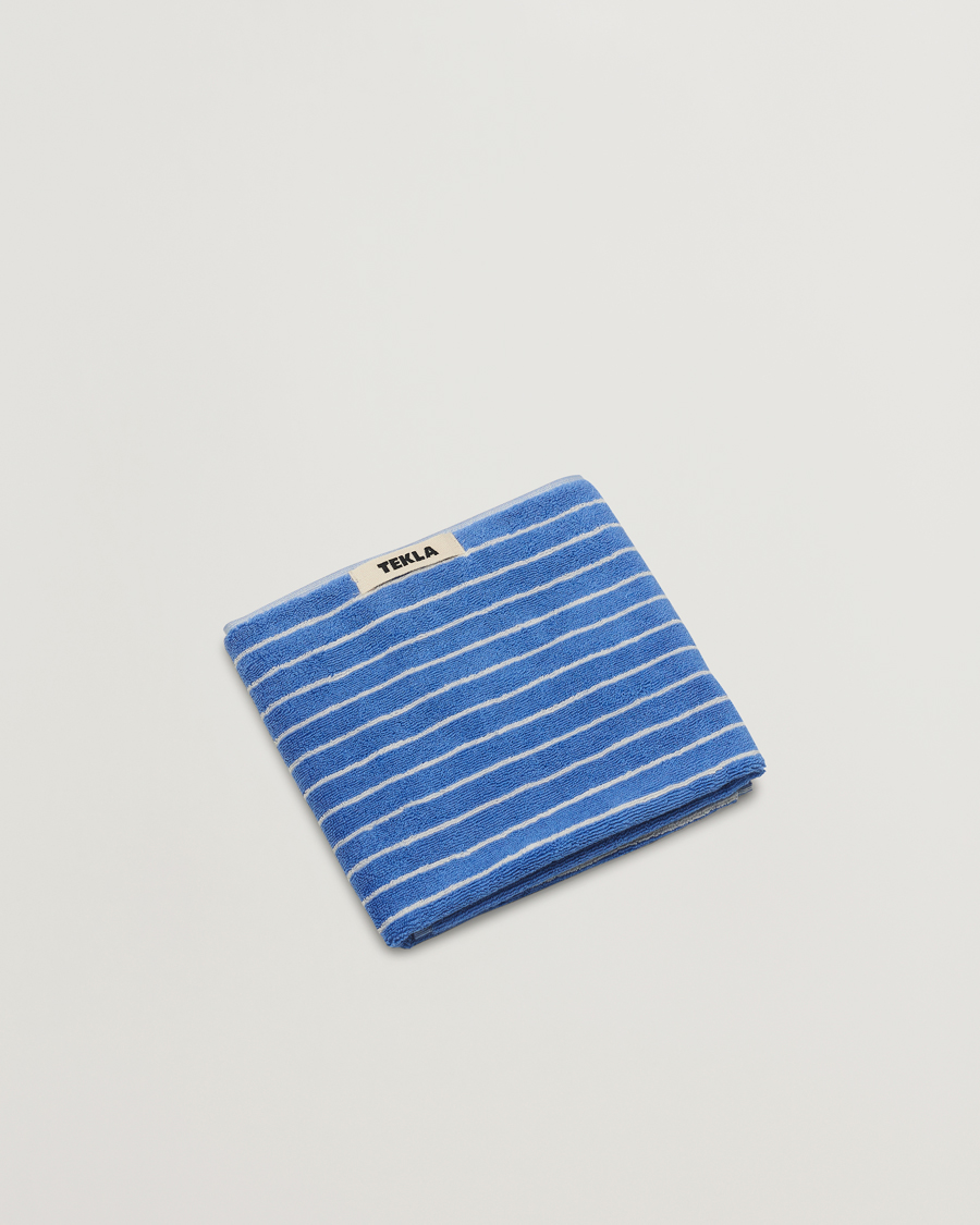 Herr | Tekla Organic Terry Hand Towel Clear Blue Stripes | Tekla | Organic Terry Hand Towel Clear Blue Stripes