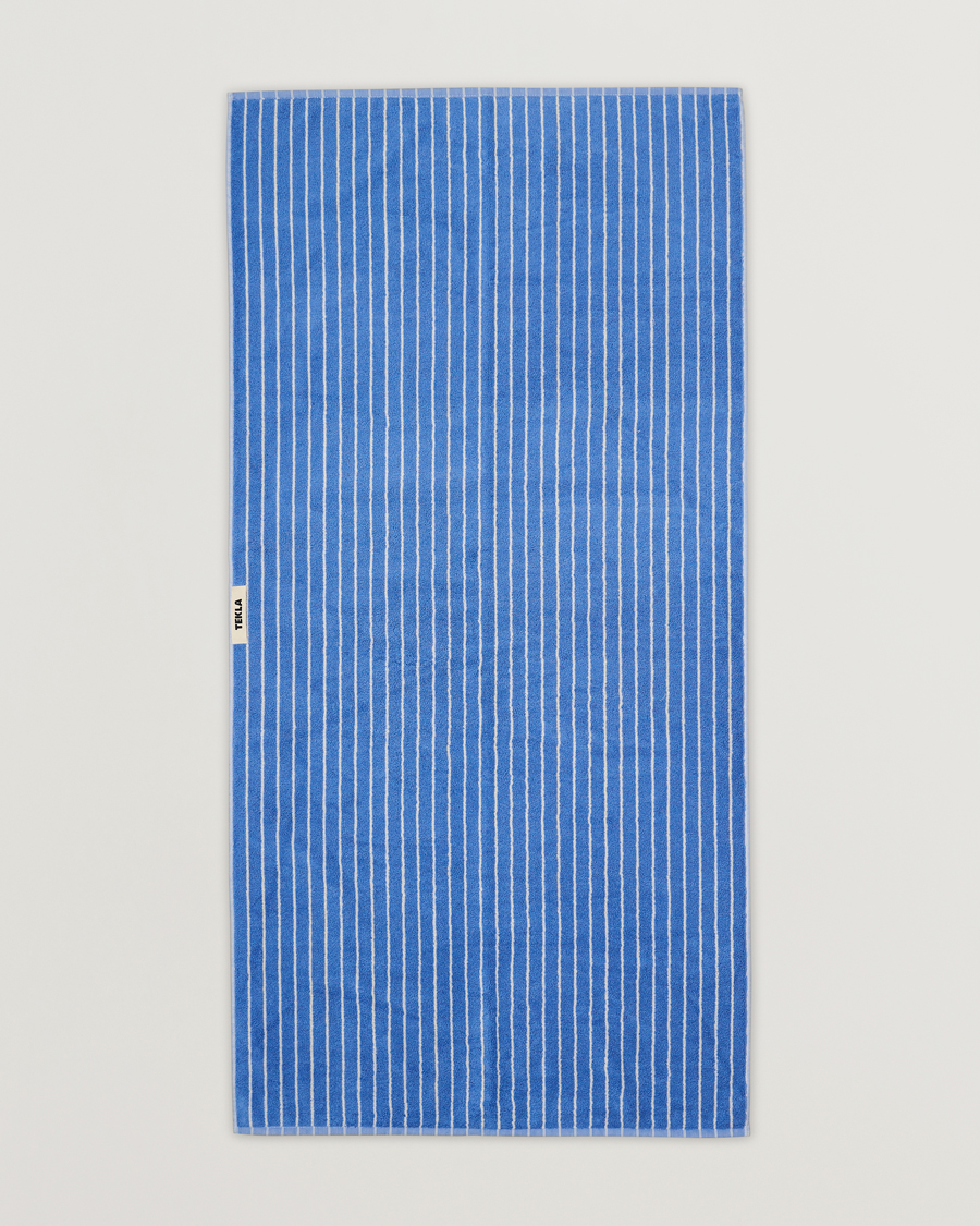 Herr | Återvunnet | Tekla | Organic Terry Bath Towel Clear Blue Stripes