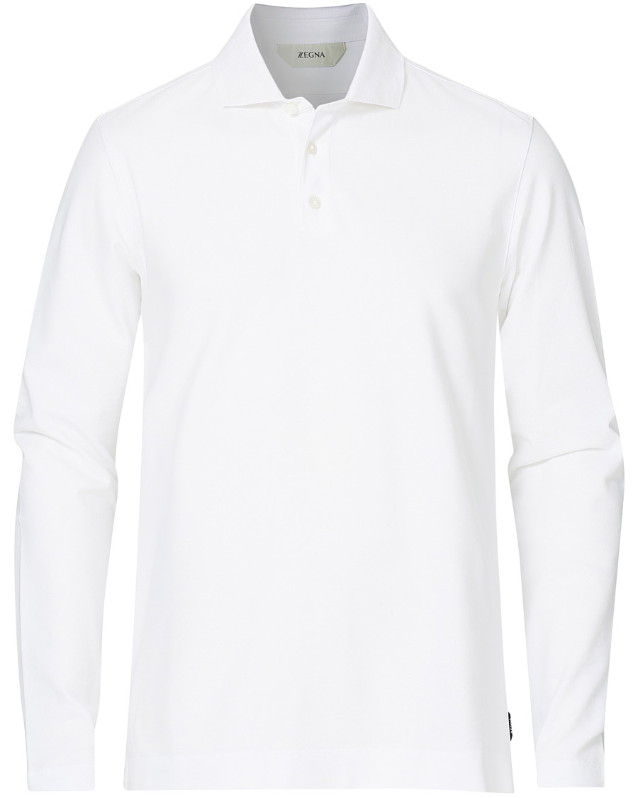 Herr | Tröjor | Z Zegna | Stretch Piquet Long Sleeve Polo White