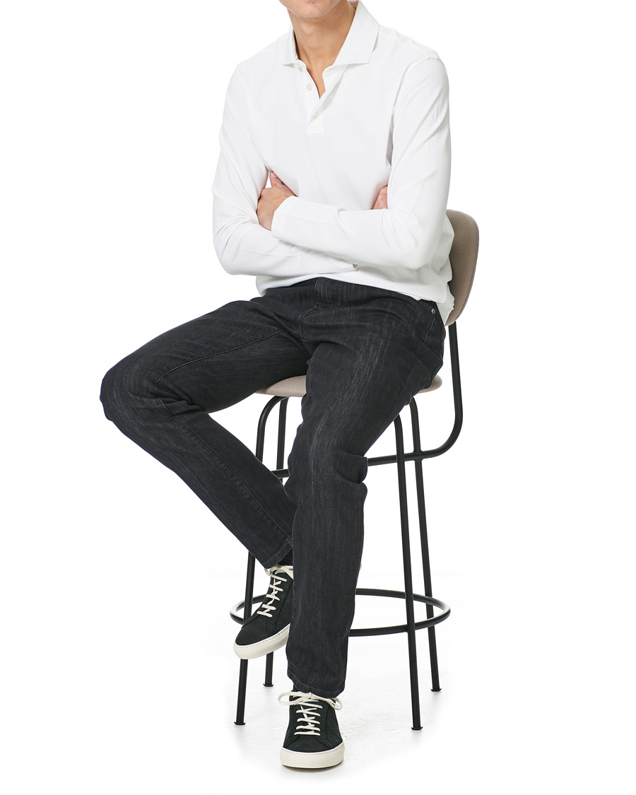 Herr | Tröjor | Z Zegna | Stretch Piquet Long Sleeve Polo White
