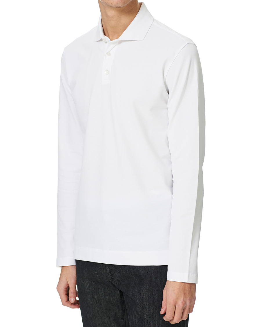 Herr | Tröjor | Z Zegna | Stretch Piquet Long Sleeve Polo White