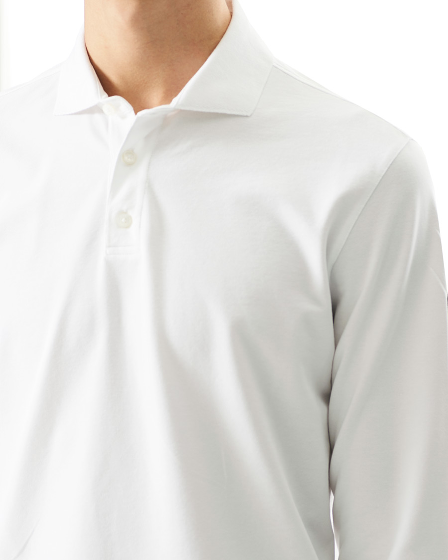 Herr | Tröjor | Z Zegna | Stretch Piquet Long Sleeve Polo White