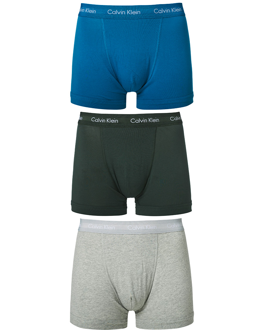Herr | Underkläder | Calvin Klein | Cotton Stretch Trunk 3-Pack Green/Grey/Blue