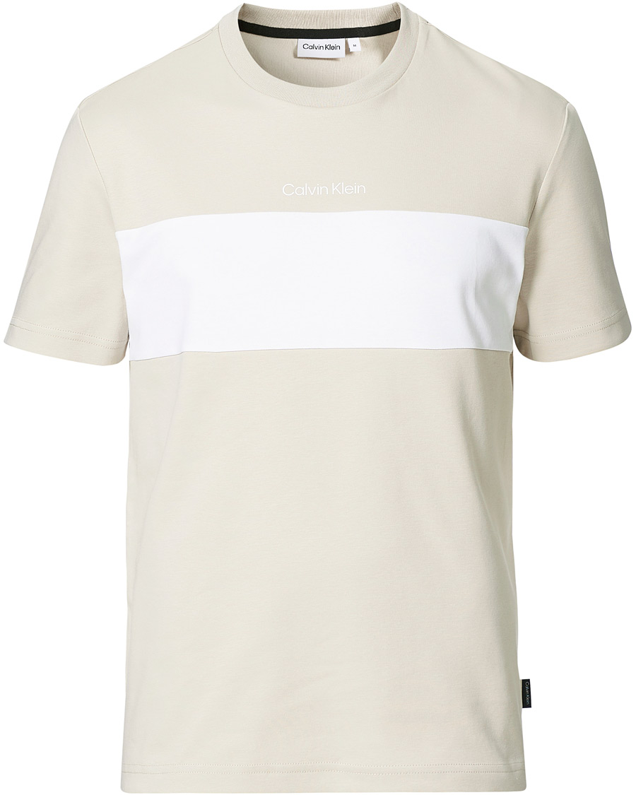 Herr | T-Shirts | Calvin Klein | Logo Colorblock Crew Neck Tee Stony Beige/White