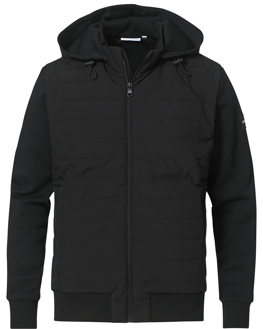 Herr | Tröjor | Calvin Klein | Quilted Nylon Mix Full Zip Hoodie Black