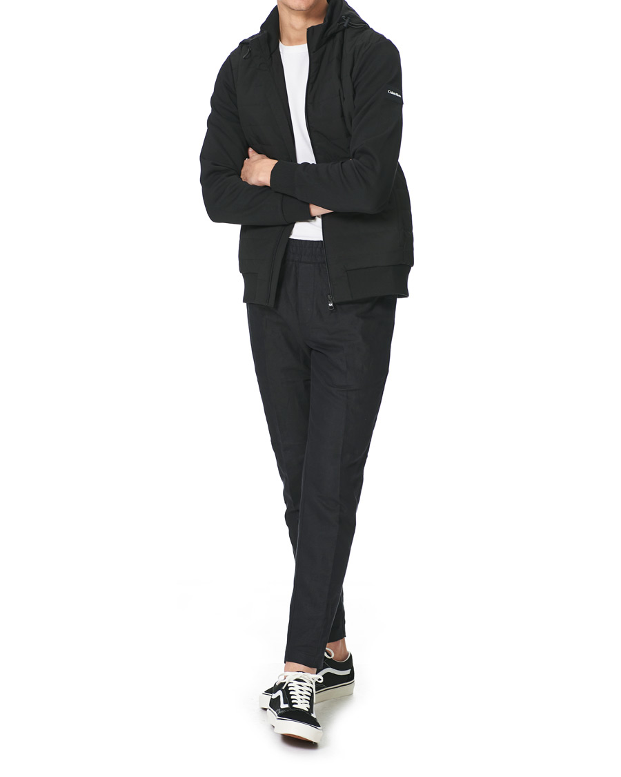 Herr | Tröjor | Calvin Klein | Quilted Nylon Mix Full Zip Hoodie Black