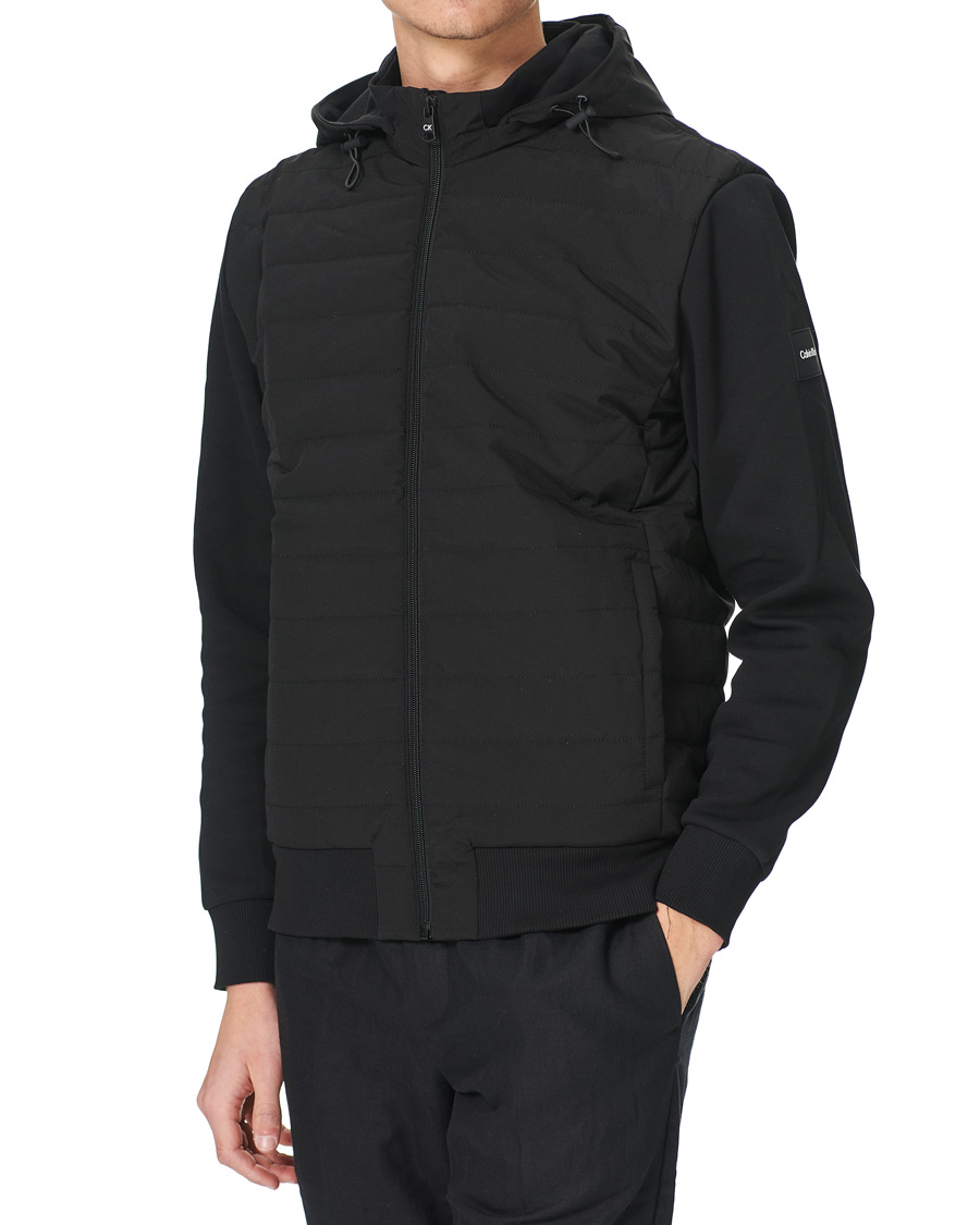 Herr | Tröjor | Calvin Klein | Quilted Nylon Mix Full Zip Hoodie Black