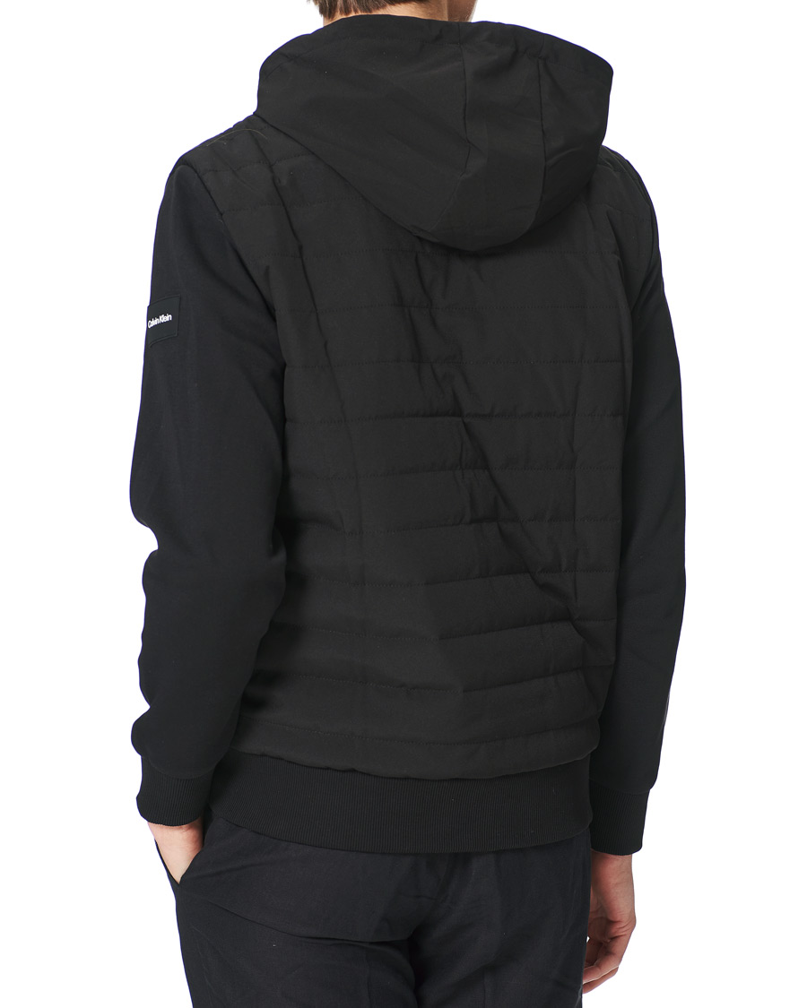 Herr | Tröjor | Calvin Klein | Quilted Nylon Mix Full Zip Hoodie Black