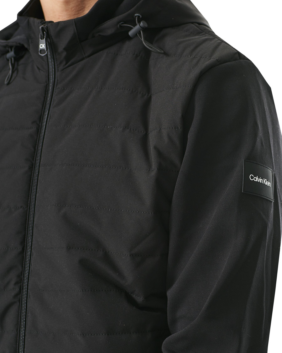 Herr | Tröjor | Calvin Klein | Quilted Nylon Mix Full Zip Hoodie Black