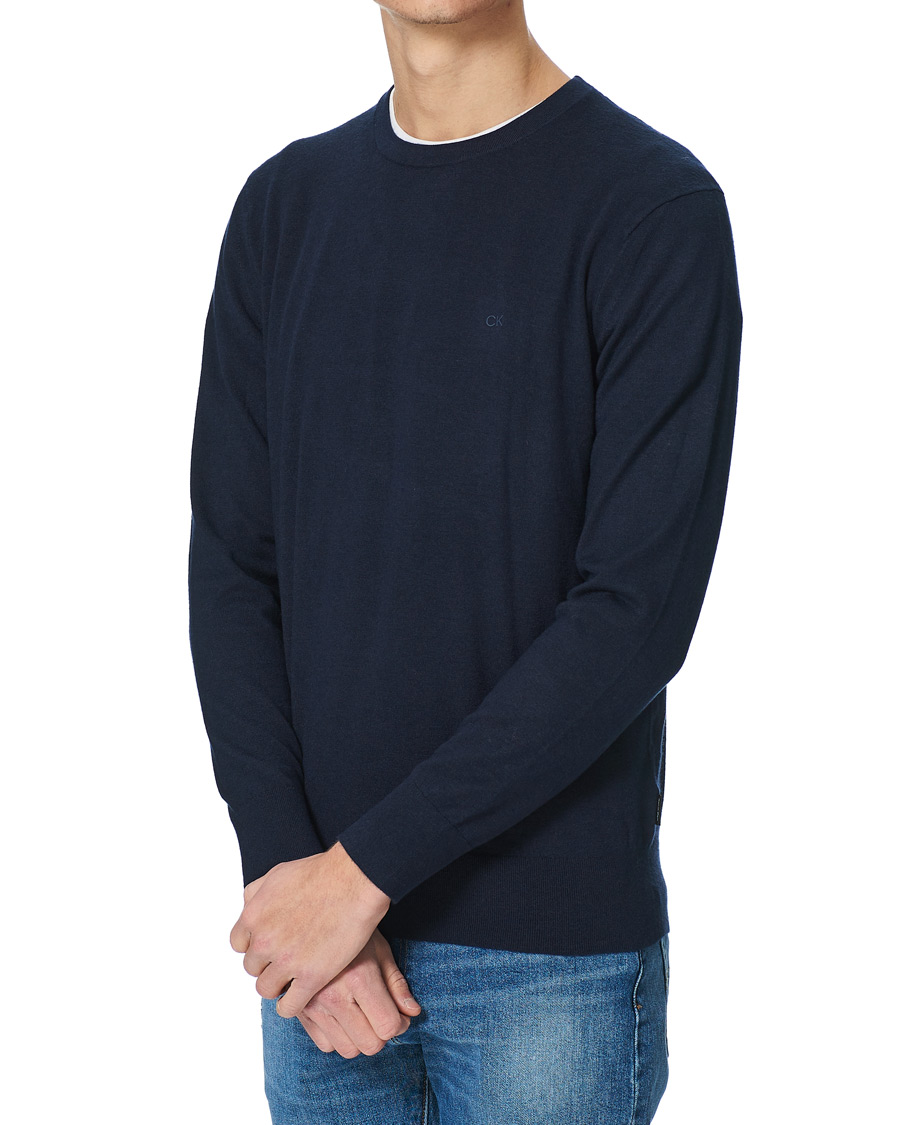 Herr | Tröjor | Calvin Klein | Crew Neck Knitted Sweater Navy