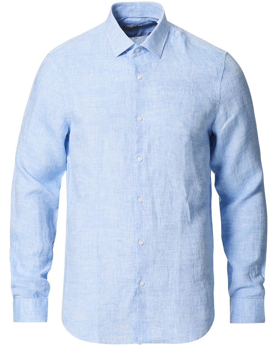Herr | Skjortor | Calvin Klein | Slim Fit Linen Shirt Blue