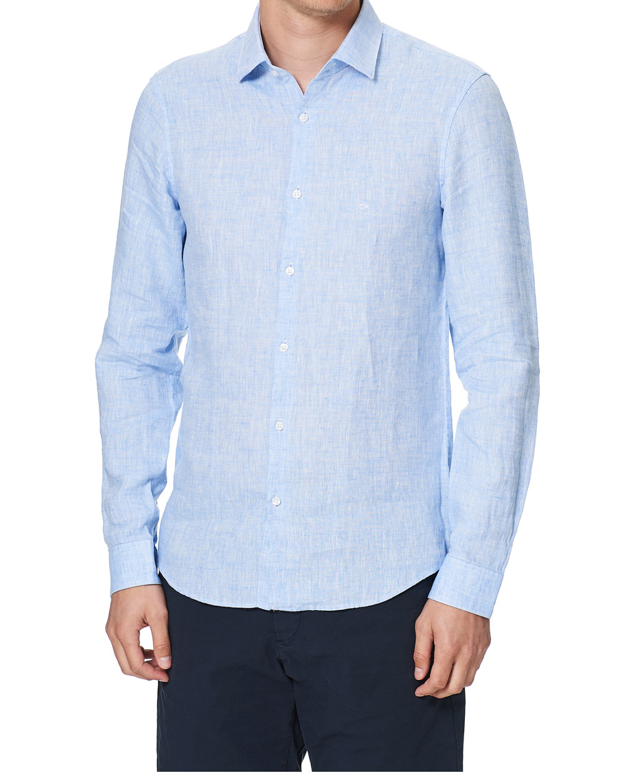 Herr | Skjortor | Calvin Klein | Slim Fit Linen Shirt Blue
