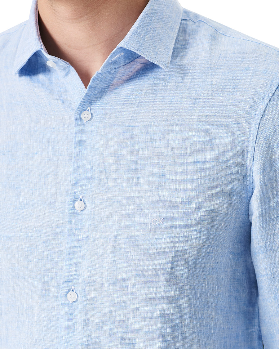 Herr | Skjortor | Calvin Klein | Slim Fit Linen Shirt Blue