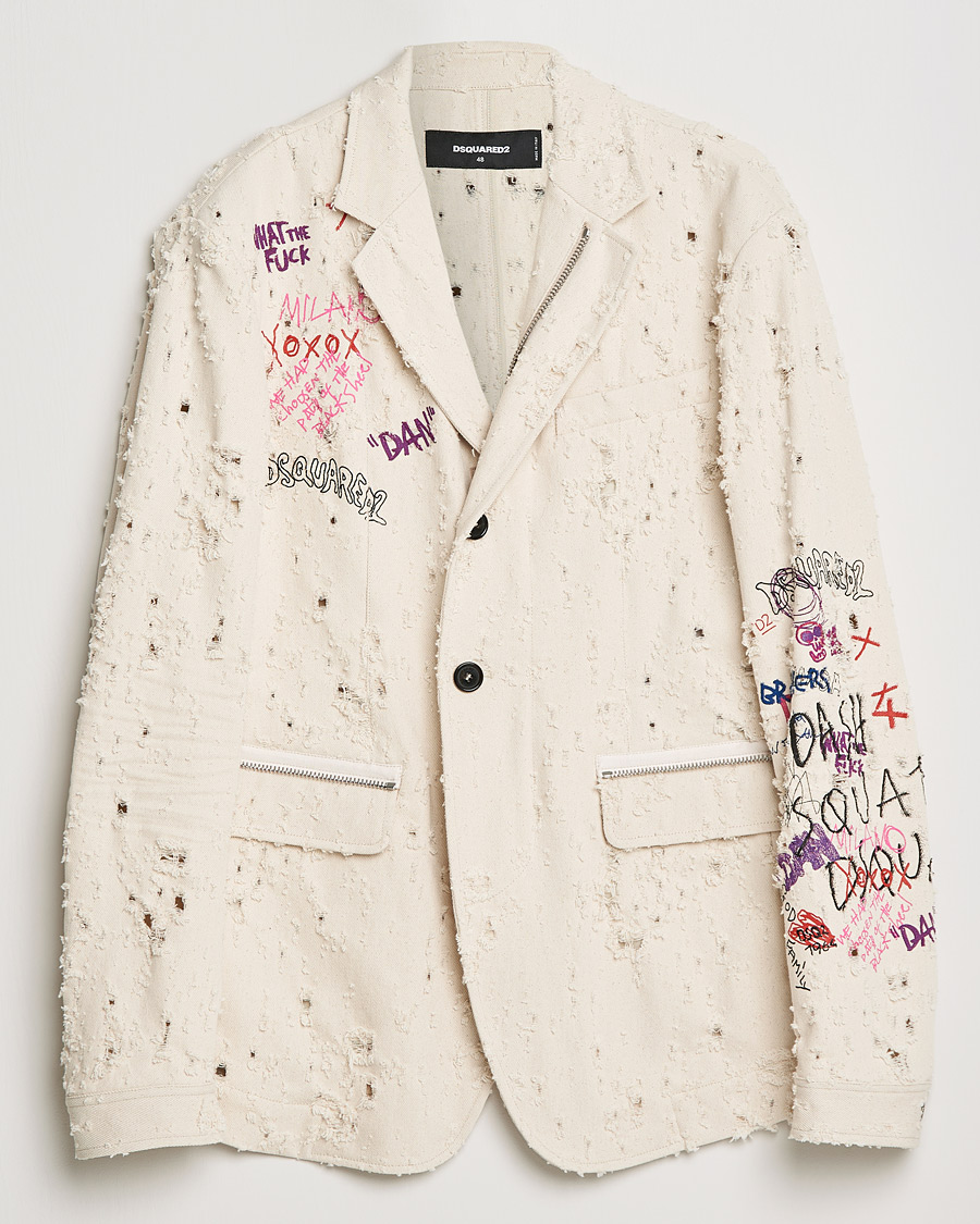 Herr | Kavajer | Dsquared2 | Painted Military Blazer Light Beige