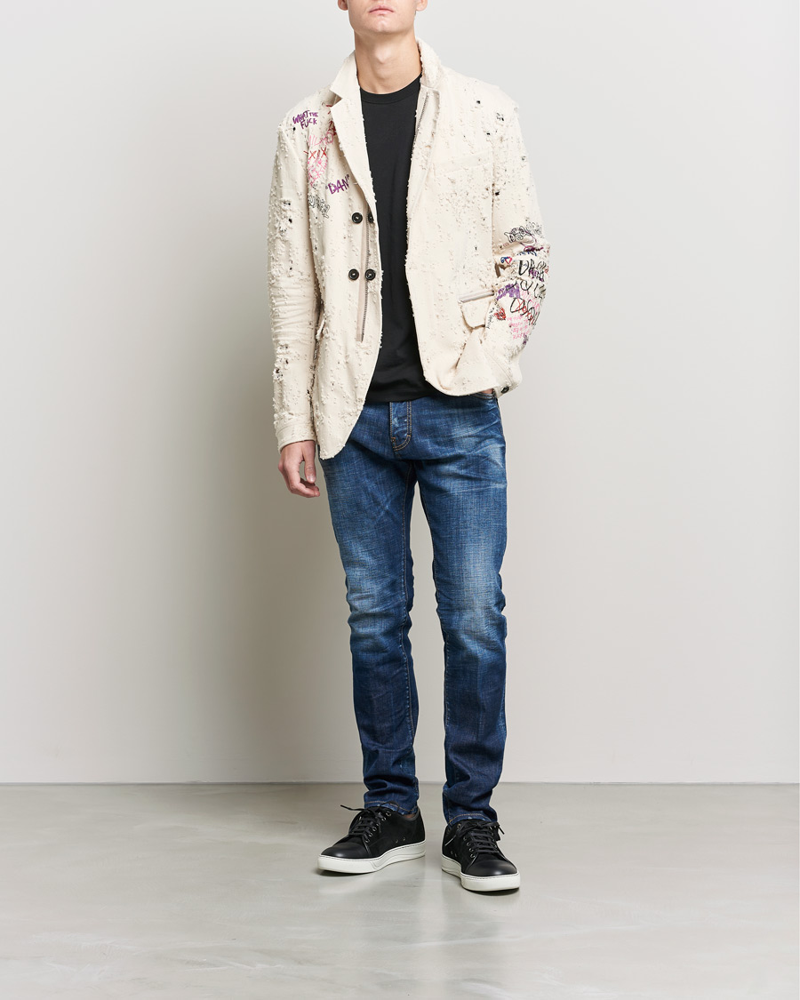 Herr | Kavajer | Dsquared2 | Painted Military Blazer Light Beige