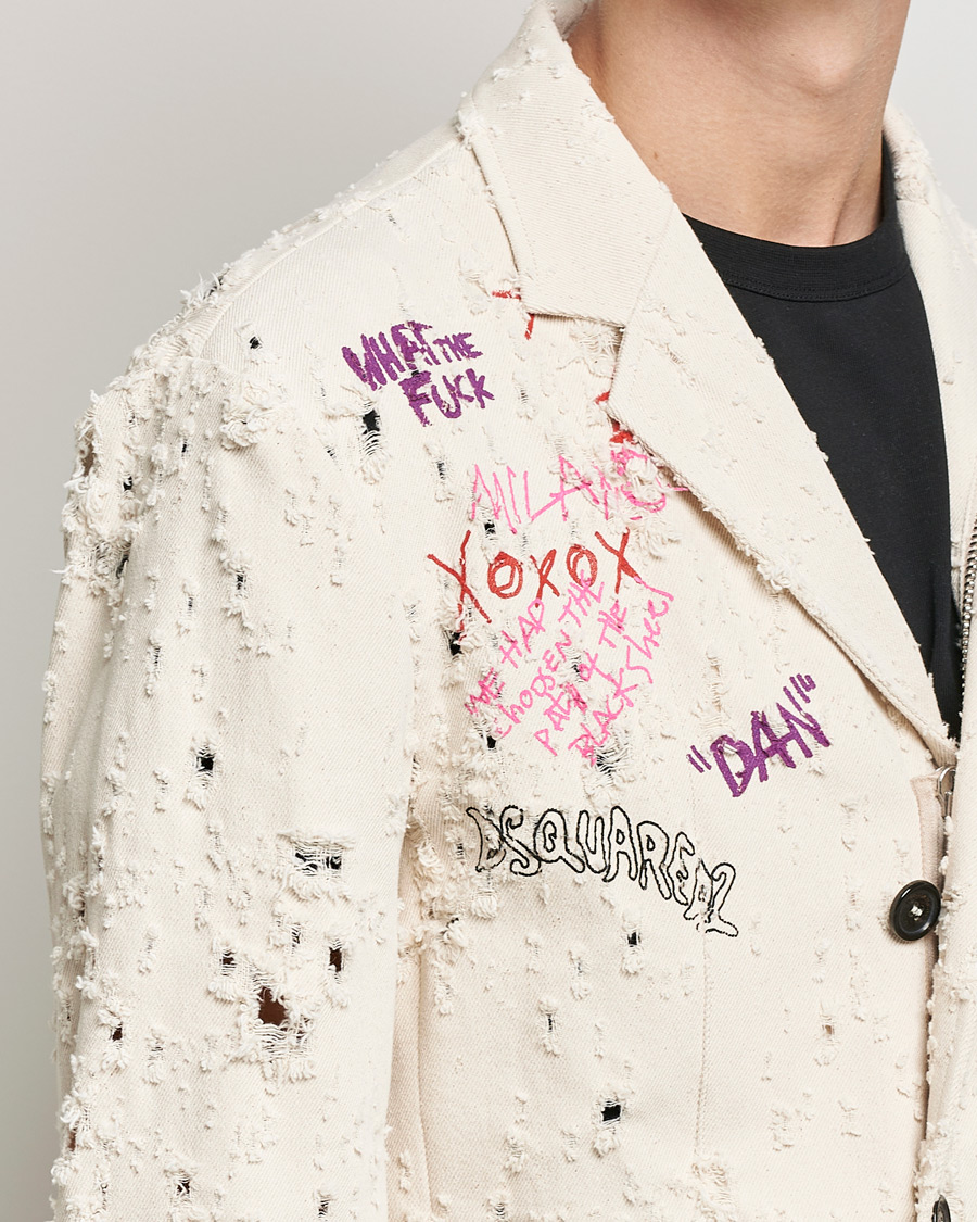 Herr | Kavajer | Dsquared2 | Painted Military Blazer Light Beige