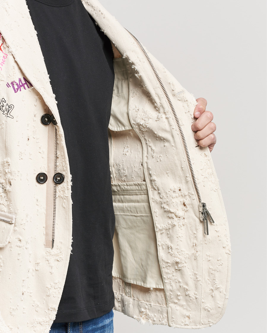 Herr | Kavajer | Dsquared2 | Painted Military Blazer Light Beige
