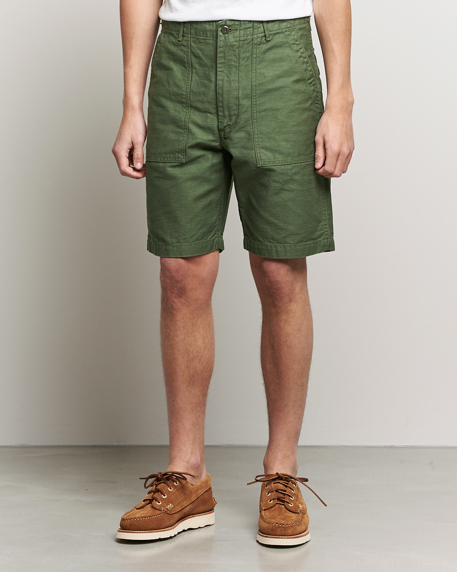 Herr | Japanese Department | orSlow | Slim Fit Original Sateen Fatigue Shorts Green