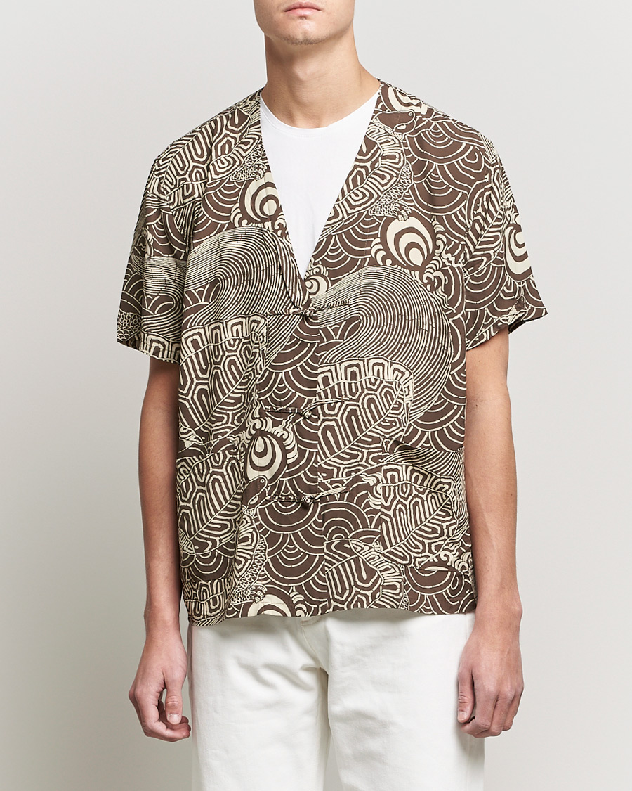 Herr | Tröjor | orSlow | Hawaiian Cardigan Turtle Print